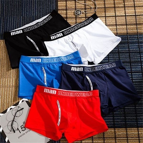 

male panties cotton mens underwear breathable man boxers solid underpants soft comfortable u convex pouch men shorts 220712, Black;white