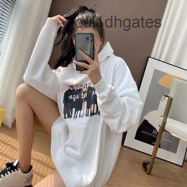 

2022 designer blgc hoodies correct version of paris b family 21 new portrait band printing leisure fashion hoodie loose for men and women u9, Black