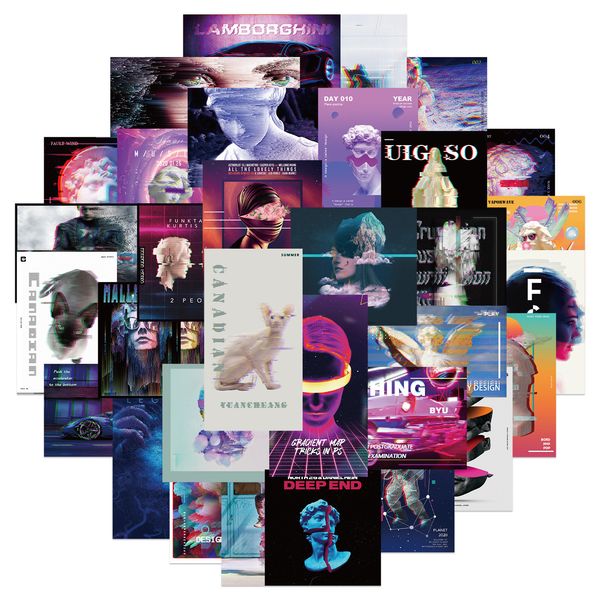 

new 40pcs david vaporwave ins graffiti sticker wall sticker lapfridge guitar luggage waterproof diy classic toy sticker decal