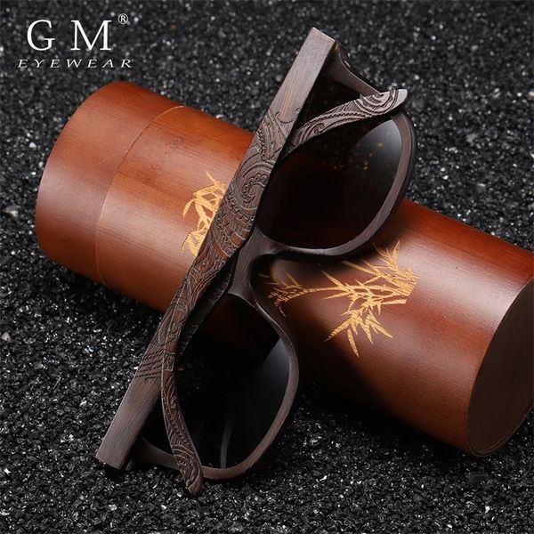 GM Handmade Natural De Madeira Sunglasse Men Design Vintage Moda Óculos Cinza Lente Polarizada Aceita OEM 1610BN 220531