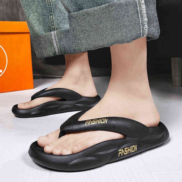 

slippers jiemiao fashion women home 3.0 heel platform men's flip flops couple eva soft bottom beach sandals 220530, Black