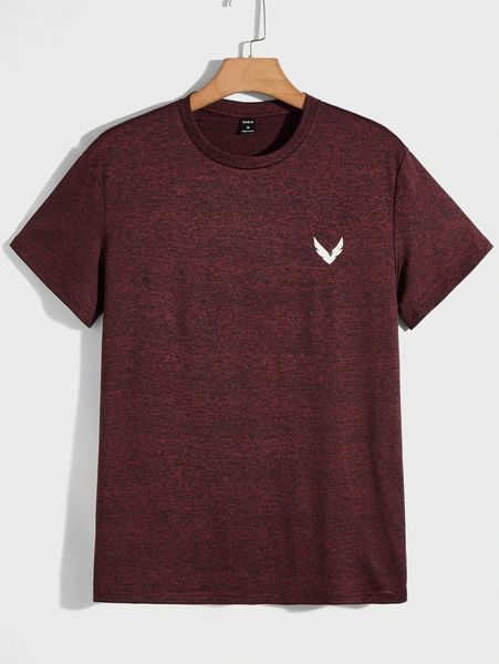 

men bird print marled knit tee q4a2#, White;black