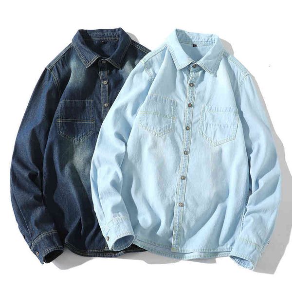 

men's jackets spring and autumn men's thin denim shirt long sleeve medium loose nzsz, Black;brown