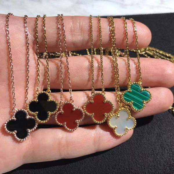 

luxury fashion brand clover pendant necklace 18k rose gold black necklaces jewelry for wedding party with box, Silver