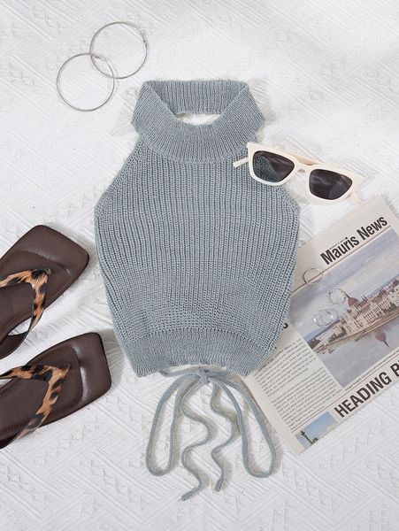 

lace up ribbed knit k8bs#, White;black