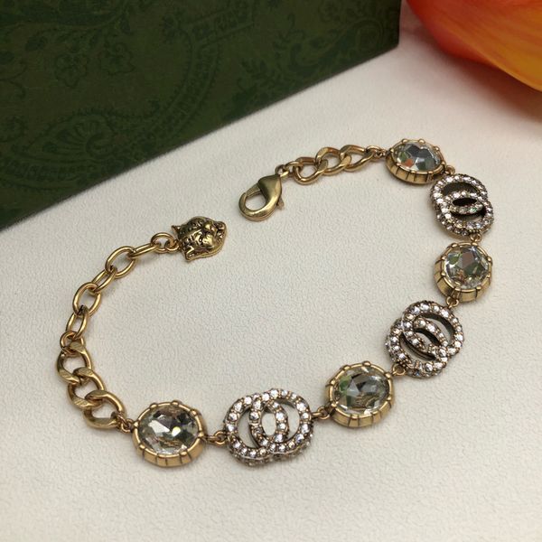 

2022 brand original jewelry cuff designer ladies fashion simple high-end real gold electroplating white oval zircon alphabet bracelet