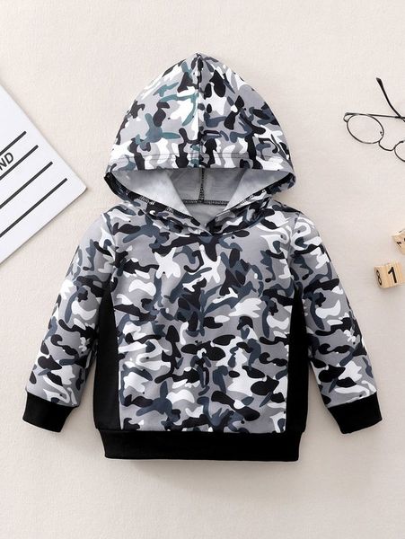 

baby camo print hoodie she, Black