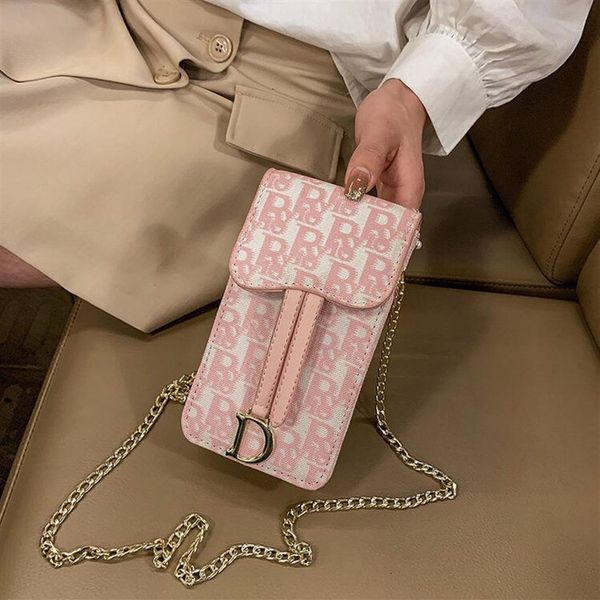 

daily bag2021 new internet celebrity same embroidery canvas mobile phone bag mini chain bag letter d retro outfit mobile phone bag266n