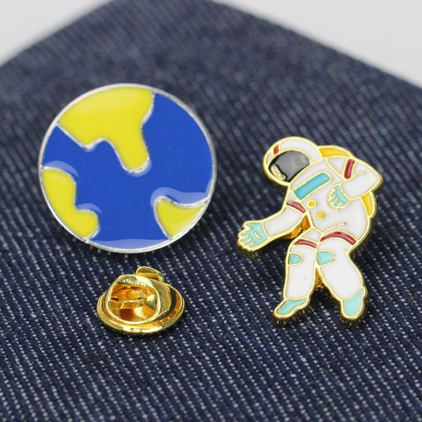 

european rocket spaceship planet series brooch oil drop alloy astronaut space collar lapel pin backpack bag skirt sweater jeans clothes badg, Gray