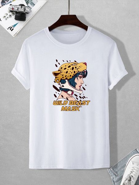 

romwe guys letter cartoon graphic tee x5ls#, White;black