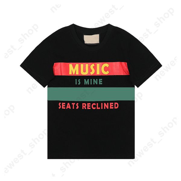 

children designer paris kids t shirt t-shirt tee music is mine letter print boys girls clothing green striped short sleeve ge233a, Blue
