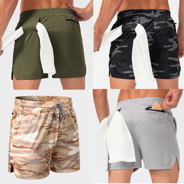

2022 summer lu mens camo short shorts jogging pant men yoga running lu designer with towel buckle lulu lemon lululemen, White;black