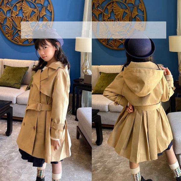 

girls coats skirt windbreaker baby clothe hooded waterproof cuff letter embroidery 100-160cm, Camo