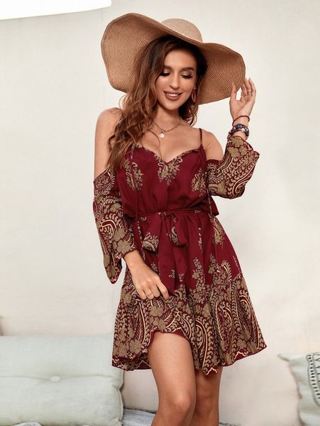 

cold shoulder ruffle hem dress t2kf#, Black;gray