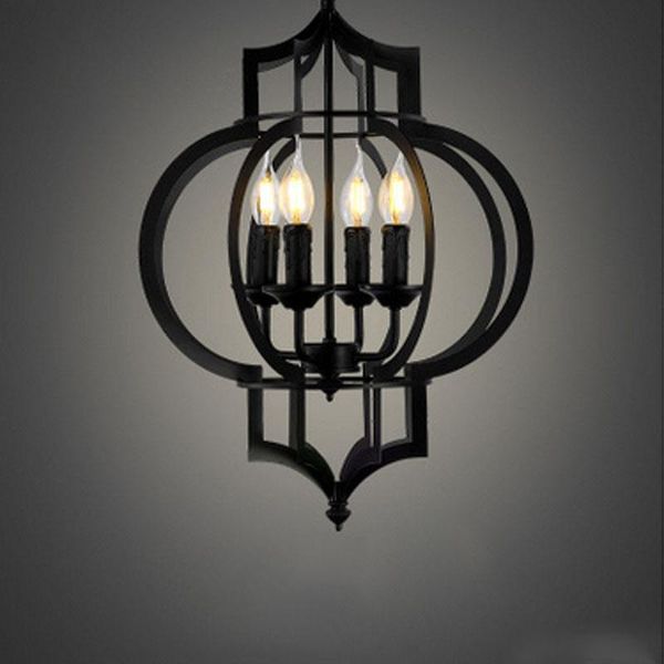 Pendelleuchten Retro Schwarz Eisen Lampe Wohnzimmer Kronleuchter Großhandel Kreative Personalisierte Amerikanische Stil Hängende Laternen LightingPendant