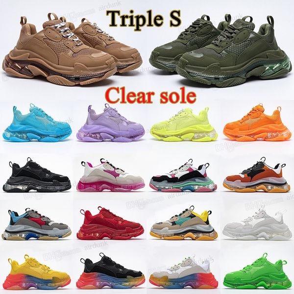 

shoes fashion roller men women womens triple s clear sole platform casual paris 17fw old dad large increasing sneakers black pink red neon g