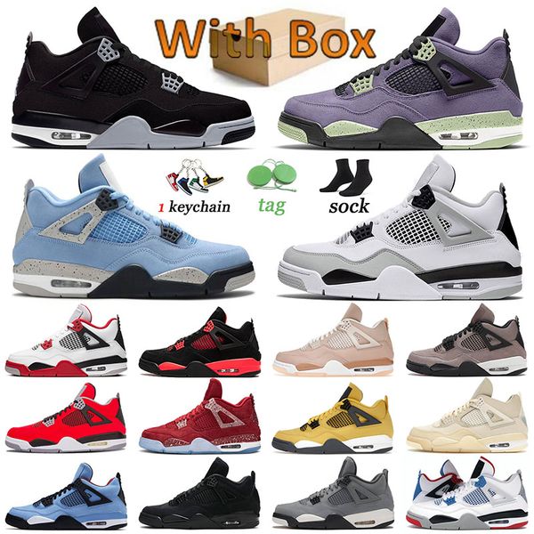 

with box designer ale 4 4s basketball shoes jumpman trainers men woman sail canyon purple white oreo shimmer sneakers sports red thunder bla, Black