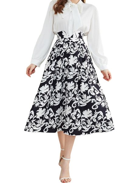 

allover print zipper back skirt a300#, Black
