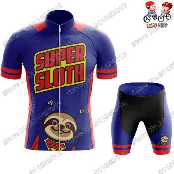 

2021 Super Sloth Kids Cycling Jersey Sets Cartoon Anime Boys Girls Cycling Clothing Children Road Bike Shirts Suit MTB Maillot