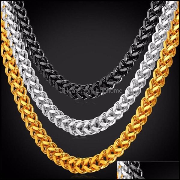 Colares de correntes pingentes colar de j￳ias colar de j￳ias homens homens a￧o inoxid￡vel dourado/preto link por atacado hippie