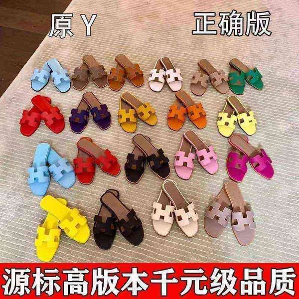 

luxury slipper sandals oran herme paris h slipper hig version women versatile fasion rinestone flat bottomed h-type leater beac, Black