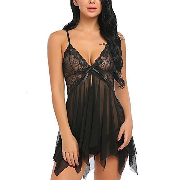 

female see through erotic nightgown womens sleepwear lady spaghetti strap night dress women nighties sleeveless nightwear, Black;red