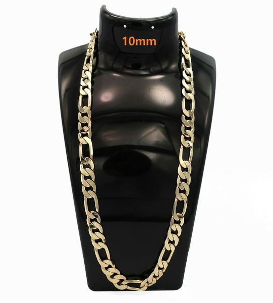 Collana a catena a collegamento Figaro italiano 14K GP 10mm