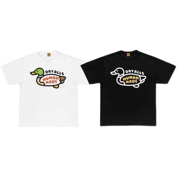

made dry all duck human print 230g heavy slub cotton short sleeve t-shirt men's and women's lovers fashion, White;black