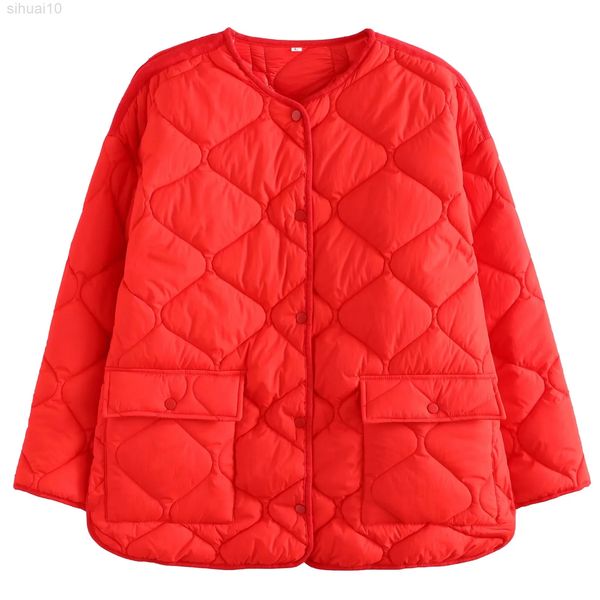 Jaquetas de bombardeiro feminino Coat Parkas Red Outwear Fashion Fashion Top de manga comprida com lojas de bolso Ladies Ladies Elegant L220730