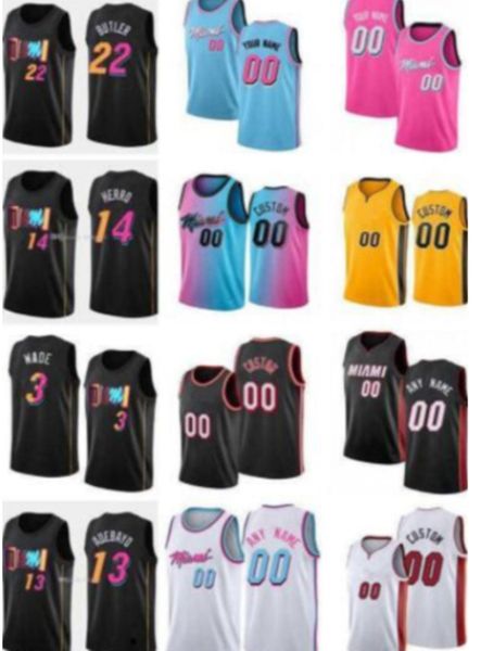 

75th custom jersey miami''heat''men women youth dewayne 21 dedmon udonis 40 haslem tyler 14 herro duncan 55 robinson bas, Black;red