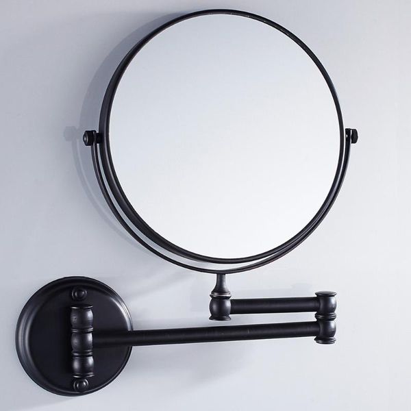 Mirrors 8-Zoll-Badezimmer-Kosmetikspiegel aus Messing, zusammenklappbar, zur Wandmontage, für Make-up, doppelseitige Vergrößerung, antiker Stil, schwarze Spiegel