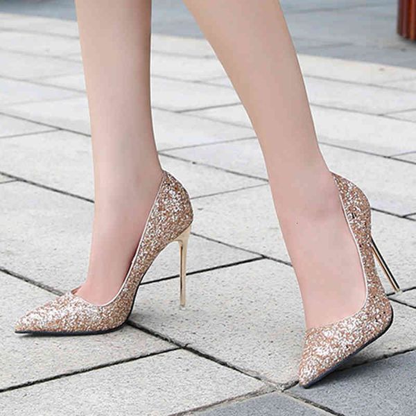 

dress shoes 11cm light metal pointed stiletto high heel pumps sequined large size ladies nightclub female fashion dropship gj14 bpfu, Black