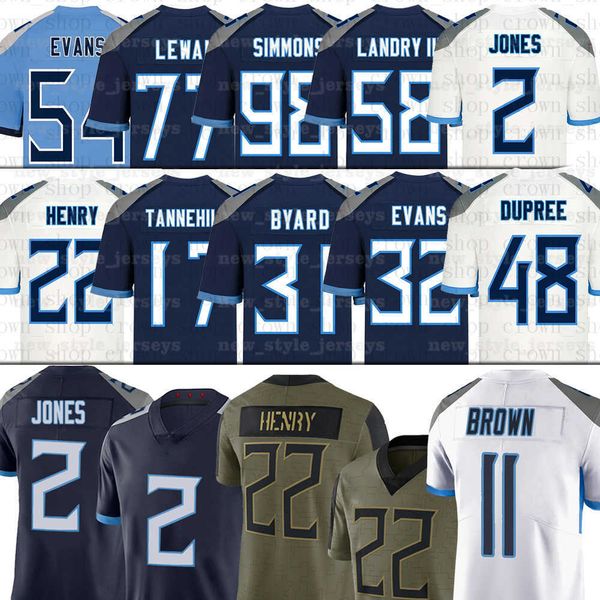 

julio jones 22 derrick henry jersey ryan tannehill a.j.brown steve mcnair taylor lewan eddie george darrynton evans bud dupree kevin byard, Black