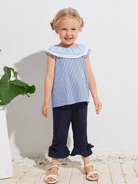 

sheen little girl's ruffle stripe she, White;black