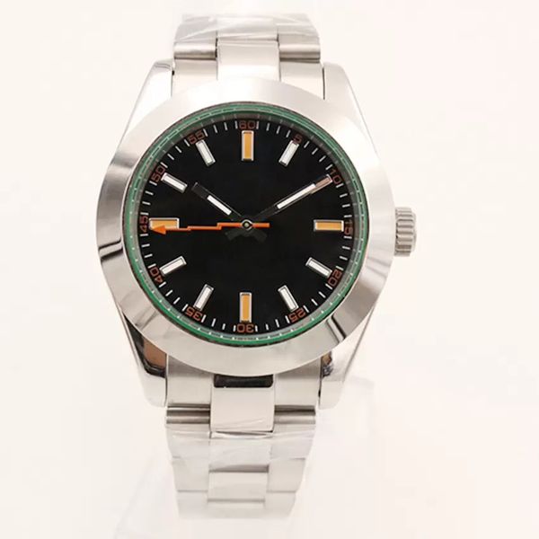 

39mm male wristwatch automatic mechanical movement stainless steel bracelet dial men business watches waterproof high quality, Slivery;brown