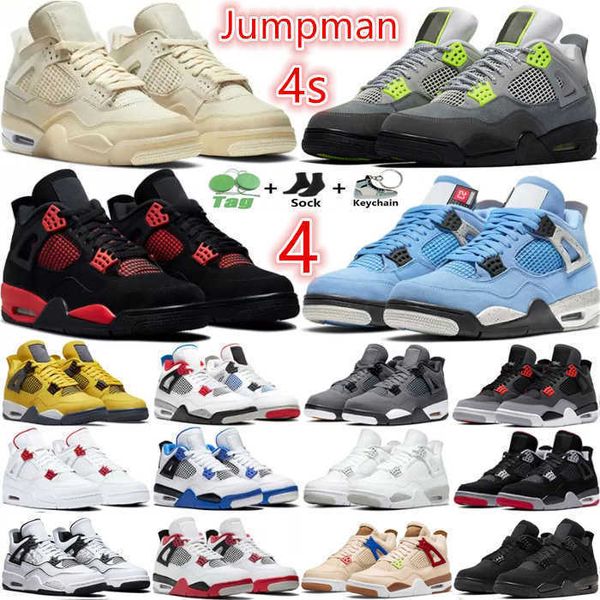 

jumpman 4 4s men women basketball shoes sail university blue neon fire red thunder oreo white cement black cat bred infrared metallic mens