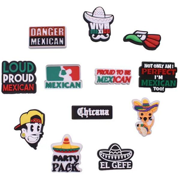 

cartoon pvc mexican croc charms soft rubber shoe accessories buckle decoration charm clog buttons party gift, White;pink