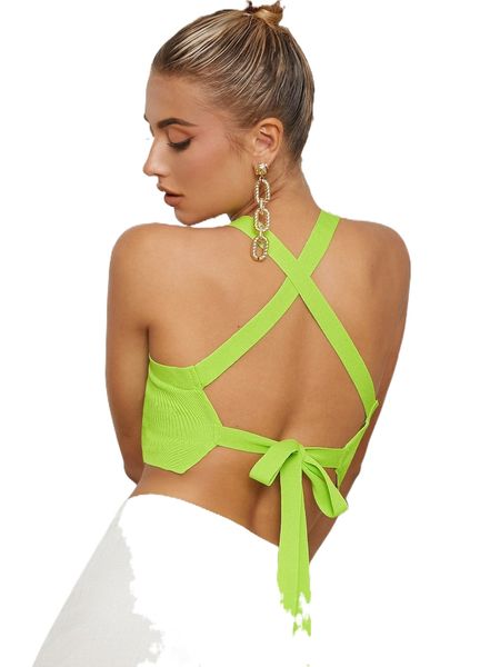 

crisscross tie back ribbed knit 58lk#, White;black