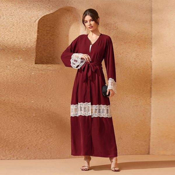 

ramadan eid mubarak abaya dubai saudi arabia turkey islam pakistan muslim dress for women kaftan robe kimono femme musulmane, Red