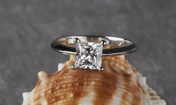 

14k 1 carat princess fangmo ring wedding engagement ring women's, Slivery;golden