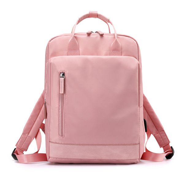 

nylon backpack usb cable lapbag waterproof wearproof large capacity plain casual versatile korea style