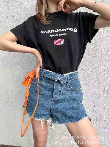 

women's shorts designer aw home tassel wool pants with folded waist and fake two-piece embroidered high denim shorts at the back v4pl, White;black