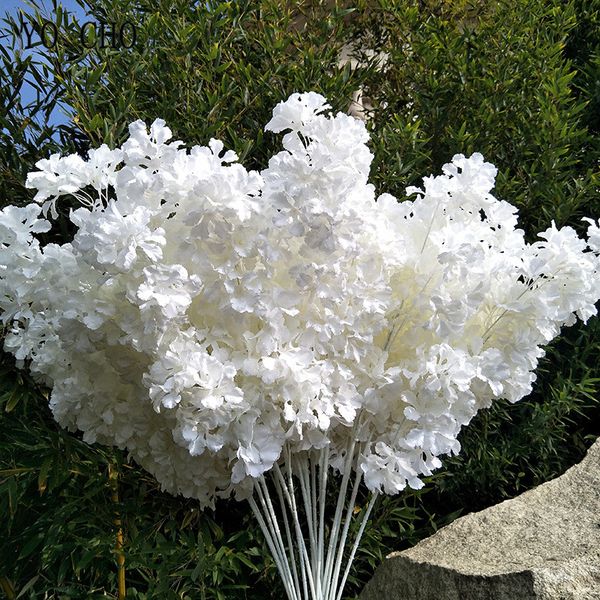 Silk Hydrangea Branco Ramo Flores Drifting Neve Gypsophila Flores Artificiais Flores Cerejeiras Arco De Casamento Decore Flor Falsa