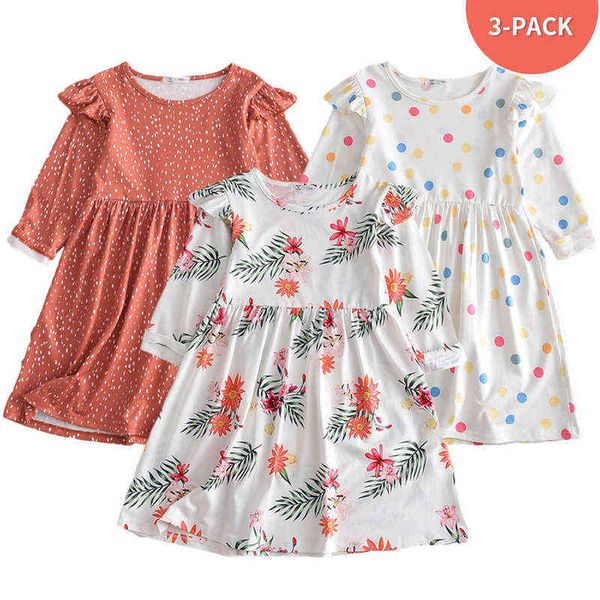

bear leader baby girls casual sweet costumes new fashion kids girl floral dots dresses chidlren ruffles cute clothing 3-7 years g220518, Red;yellow
