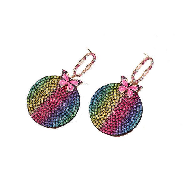 

charm new arrival women round shape shiny zircon butterfly stud earrings personalized fanshion accessories female gifts 220707, Golden