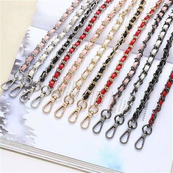 

80 100 120 140cm bag chain accessories diagonal span metal women s bags shoulder strap versatile 220827, Black