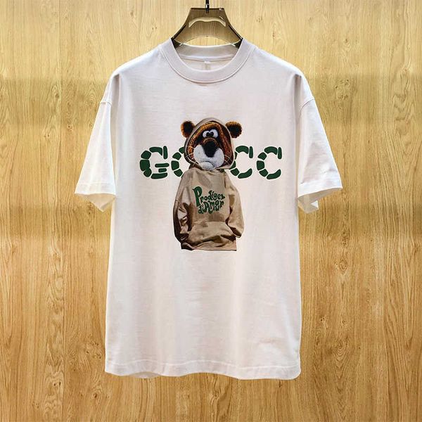 

2022 new luxury designer women's t-shirt cartoon printed letter short sleeve loose comfy streetwear summer ladies clothes, White