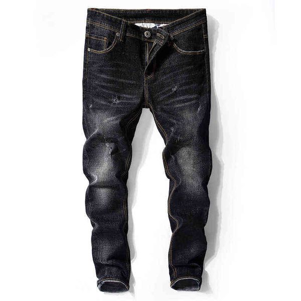 

men's black skinny jeans spring autumn solid slim denim cowboy trousers men cotton elastic long size 36, Blue