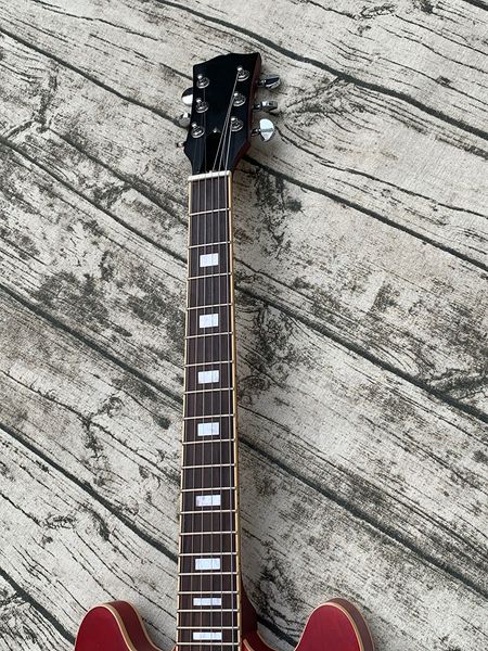 

satin finish left-handed jazz hollow body electric guitar small body 339 red