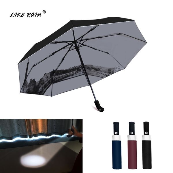 COMME LA PLUIE Creative LED Lampe de Poche Parapluie Pluie Femmes Marque Hommes Grand Automatique Tour Eiffel UBY36 Y200324